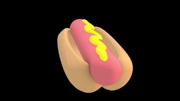 3d hot dog rotante con alfa canale video