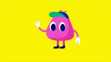 Pink Character On Yellow Background video