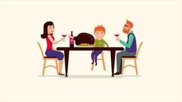 Happy Family Having Dinner at Restaurant video