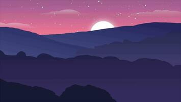 Sunset Landscape Mountains Parallax 2.5D Animation video