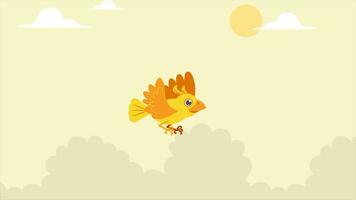 amarillo pájaro volador en el skye video