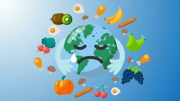 ongelukkig aarde en roterend voedingsmiddelen video