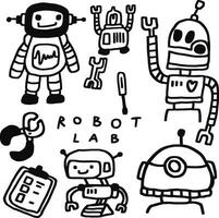 hand drawn robot lab for templates vector