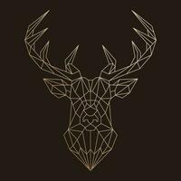 Deer head, geometric polygonal illustration of a reindeer in color. Poster, logo, wall art. Line art, vector