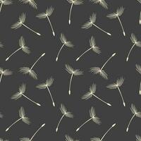 Seamless pattern, flying fluffy dandelion seeds. Background, print, textile, vector