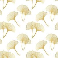 Seamless pattern, hand drawn ginkgo biloba leaves on a white background. Background, print, elegant textile, vector