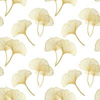 Seamless pattern, hand drawn ginkgo biloba leaves on a white background. Background, print, elegant textile, vector