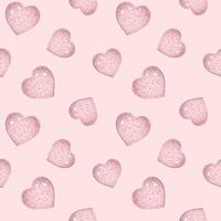 Seamless pattern, abstract cute shiny hearts on a white background. Valentine's day background, textile, vector