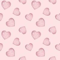 Seamless pattern, abstract cute shiny hearts on a white background. Valentine's day background, textile, vector