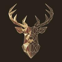 Deer head, geometric polygonal illustration of a reindeer in color. Poster, logo, wall art. Line art, vector