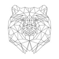 Bear head, geometric polygonal animal illustration, outline. Poster, logo, wall art. Line art, vector