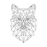 Wolf head, geometric polygonal animal illustration, outline. Poster, logo, wall art. Line art, vector