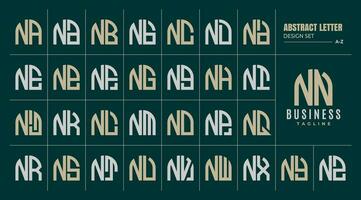 Curve line abstract shape letter N NN logo design set vector