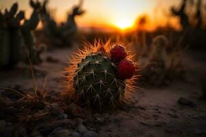 ai generado parte superior ver de exótico cactus en desierto. neural red ai generado foto