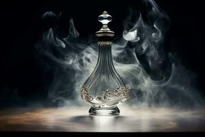 AI generated Photo of an elegant perfume bottle with a fine mist in the air. Generative AI