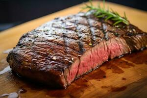 AI generated Photo of a perfectly grilled steak with grill marks. Generative AI