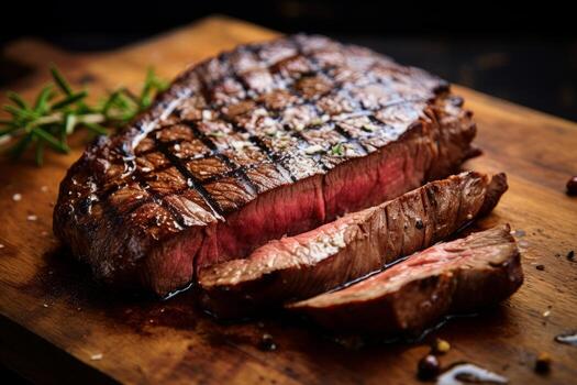 AI generated Photo of a perfectly grilled steak with grill marks. Generative AI