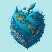 AI generated heart-shaped globe love for our planet photo