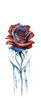 AI generated red rose watercolor artwork on white background photo