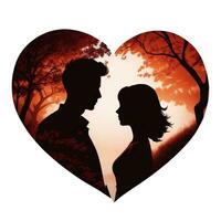 AI generated graphic of a couple on a white background in the shape of a heart photo