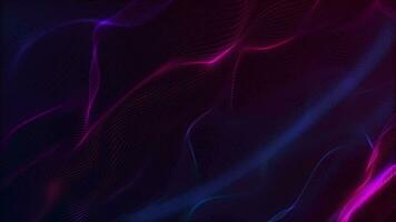 Gently flowing and rippling neon colored pink and blue glowing fractal light wave background animation. This modern abstract motion background is full HD and a seamless loop. video