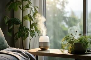 ai generado un blanco humidificador para el vivo habitación foto