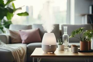 ai generado un blanco humidificador para el vivo habitación foto