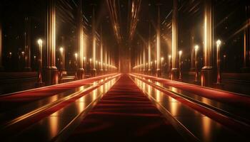 AI generated a red carpet leading to some red lights photo