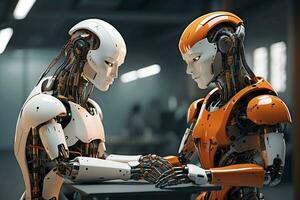 AI generated artificial intelligence, robot thinking modern concept photo