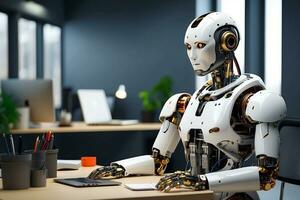 AI generated artificial intelligence, robot thinking modern concept photo