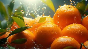 ai generado un manojo de naranjas en un árbol foto