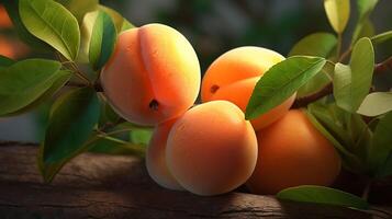 ai generado un manojo de naranjas son en un rama con agua gotas foto