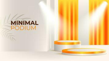 orange podium vector illustration with lamps. suitable for display product presentation