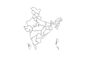 de la india vector contorno mapa, en bosquejo línea estilo