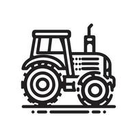 aislado en blanco tractor icono vector símbolo lineal estilo pictograma. ilustración de un símbolo o logo