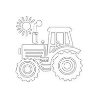 Isolated on white, tractor line icon, outline vector symbol, linear style pictogram. Illustration of a symbol or logo