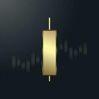 A Luxury bar chart. Gold Graph chart with up trend arrow on the top used for Business candle stick graph chart of investment trading vector