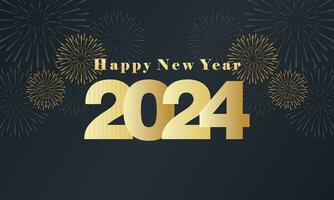 Elegant Background of Celebrating Happy New Year 2024 with Fireworks vector