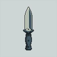 píxel Arte ilustración cuchillo. pixelado cuchillo. supervivencia combate cuchillo pixelado para el píxel Arte juego y icono para sitio web y vídeo juego. antiguo colegio retro vector