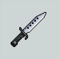 píxel Arte ilustración cuchillo. pixelado cuchillo. supervivencia combate cuchillo pixelado para el píxel Arte juego y icono para sitio web y vídeo juego. antiguo colegio retro vector