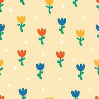 Hand drawn floral pattern design. Colorful tulip vector