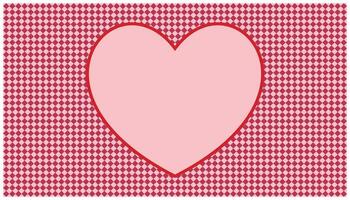 Pink heart on a white background with checkered pattern, vector illustration