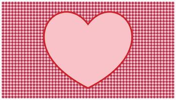 Pink heart on a white background with checkered pattern, vector illustration