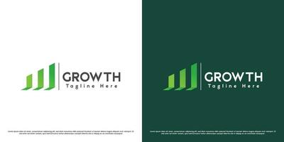 Green growth logo design illustration. Silhouette of a bar graph index of the progress process of increasing shares of financial business companies. Creative simple casual gradient abstract modern ico vector