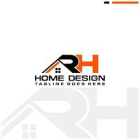 r h inicial hogar o real inmuebles logo vector diseño