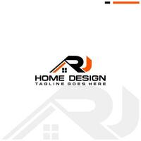 R J initial home or real estate logo vector design