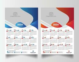 nuevo año 2024 uno página pared calendario modelo vector