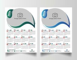 New year 2024 one page wall calendar template vector