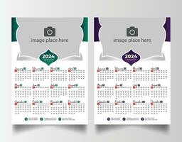 New year 2024 one page wall calendar template vector