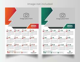 New year 2024 one page wall calendar template vector